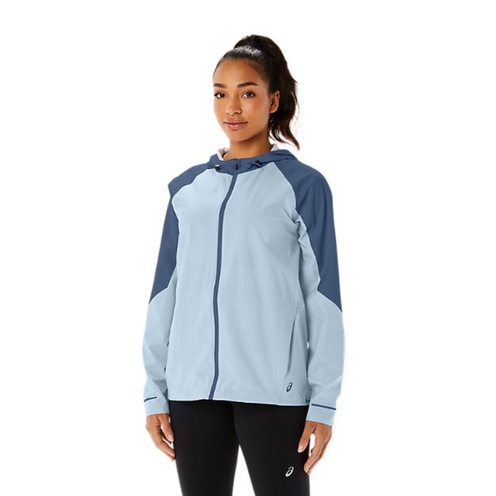 ASICS® (Women's MEDIUM)‎ Waterproof Jacket in Piedmont Sky/Grand Shark - $110